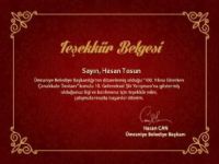 Eskilli Şair Hasan Tosun’a Teşekkür Belgesi